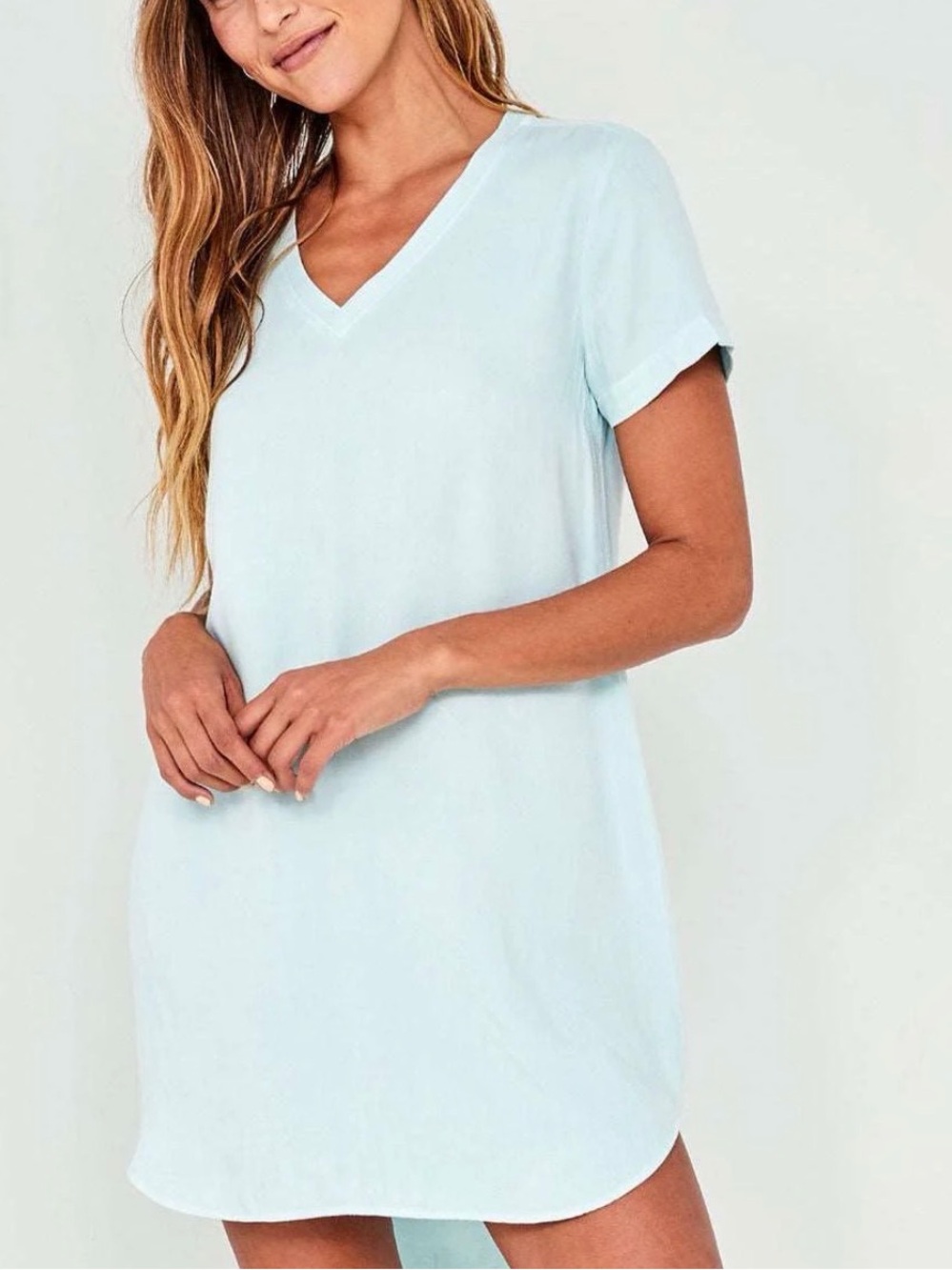 NWT Bella Dahl V-Neck Tee mini Dress in Seafoam Sz XL